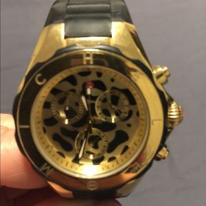MICHELE black and gold tone watch